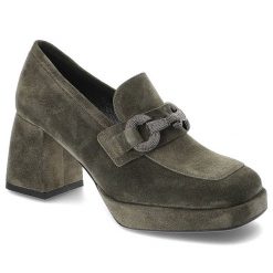 Zielone Półbuty Karino Eleganckie Skórzane Buty Na Obcasie. Zielone półbuty damskie Karino, na wiosnę, bez wzorów, ze skóry, eleganckie, bez obcasa, na obcasie, bez zapięcia. Za 389.00 zł.