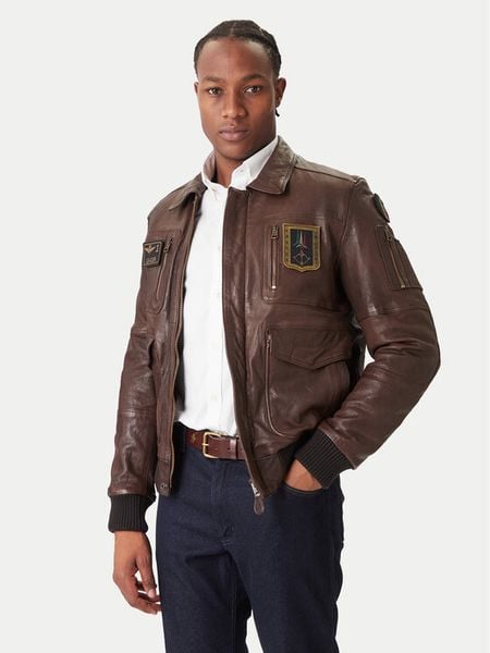 Aeronautica Militare Kurtka skórzana 252PN0846U100839 Brązowy Regular Fit. Brązowe kurtki męskie Aeronautica Militare, m, bez wzorów, ze skóry, bez kaptura. Za 3,689.00 zł.