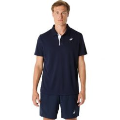 Polo Asics Court. Niebieskie koszulki polo męskie Asics, bez wzorów, sportowe, bez ramiączek. Za 266.50 zł.