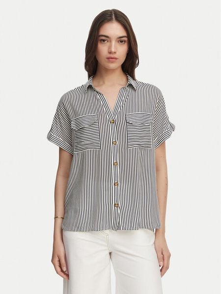 Vero Moda Koszula Bumpy 10310139 Granatowy Regular Fit. Niebieskie bluzki damskie Vero Moda, s, bez wzorów, bez kołnierzyka, bez ramiączek. Za 129.99 zł.