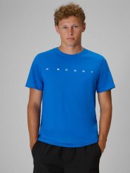 4F T-shirt regular z nadrukiem męski - niebieski XL. Niebieskie t-shirty męskie 4f, m, bez wzorów, z bawełny, klasyczne, bez kołnierzyka. Za 59.99 zł.