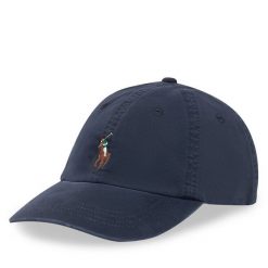 Czapka z daszkiem Polo Ralph Lauren. Niebieskie czapki i kapelusze damskie Polo Ralph Lauren, bez wzorów. Za 259.99 zł.