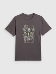 4F T-shirt regular z nadrukiem męski - szary XL. Szare t-shirty męskie 4f, m, bez wzorów, z dzianiny, klasyczne, bez kołnierzyka. Za 69.99 zł.