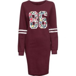 Sukienka dresowa bonprix czerwony klonowy melanż z nadrukiem. Czerwone sukienki damskie bonprix, melanż, z dresówki. Za 59.99 zł.