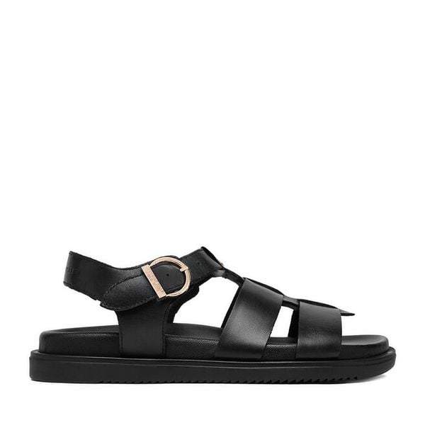Sandały Beverly Hills Polo Club. Czarne sandały damskie Beverly Hills Polo Club, bez wzorów, bez obcasa, na płaskiej podeszwie, bez zapięcia. Za 332.99 zł.