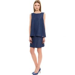 Simple - Top. Różowe topy damskie marki Simple, z materiału, z okrągłym kołnierzem, bez rękawów. W wyprzedaży za 149.90 zł.