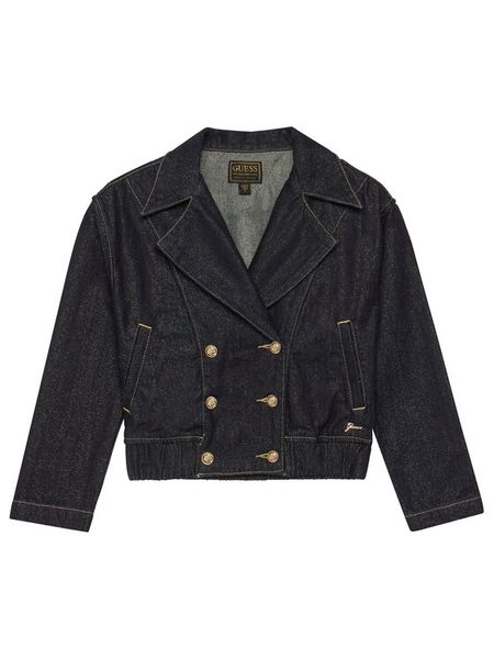 Guess Kurtka jeansowa J6RL07 D5D90 Granatowy Regular Fit. Niebieskie kurtki i płaszcze dla dziewczynek Guess, z aplikacjami, z jeansu, bez kaptura. Za 434.99 zł.