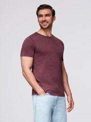 T-shirt męski z efektem sprania burgundowy V3 OM-TSWT-0116 L. Czerwone t-shirty męskie Ombre, l, bez wzorów, bez kołnierzyka. Za 226.92 zł.