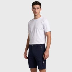 Spodenki trekkingowe męskie Banco. Niebieskie krótkie spodenki sportowe męskie Aulp, m, bez wzorów, z elastanu, trekkingowe. Za 199.99 zł.