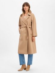 Weekend Max Mara płaszcz wełniany Kobiety wełna ze strzyży beżowy, 34. Brązowe płaszcze damskie Weekend Max Mara, bez wzorów, z wełny, biznesowe, bez kaptura. Za 3,599.95 zł.