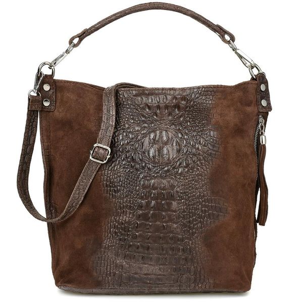 Shopperka skórzana BELTIMORE c. brązowa W10. Brązowe torebki do ręki damskie bez wzorów, ze skóry, bez dodatków. Za 219.90 zł.