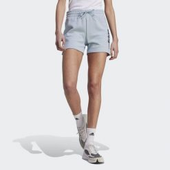 Essentials Linear French Terry Shorts. Czarne obuwie sportowe damskie Adidas, bez wzorów, na fitness i siłownię. Za 111.00 zł.