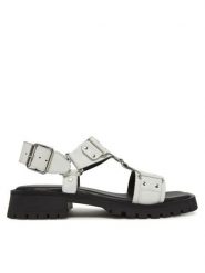 Bronx Sandały Rac-Quel 85041-A Biały. Białe sandały damskie Bronx, bez wzorów, ze skóry, bez obcasa, na płaskiej podeszwie, bez zapięcia. Za 319.99 zł.