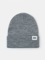 Czapka beanie z naszywką - szary. Szare czapki i kapelusze damskie Sinsay, z aplikacjami. Za 9.99 zł.