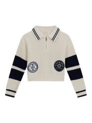 Guess Sweter J6YR03 Z0833 Kremowy Regular Fit. Białe swetry dla dziewczynek Guess, z aplikacjami, z bawełny, bez kołnierzyka, bez ramiączek, bez kaptura. Za 264.99 zł.