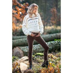 Ecru Krótki Sweter z Dziurami. Swetry damskie Molly.pl. Za 178.90 zł.