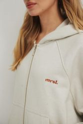 Bluza z kapturem zapinana na zamek w kolorze IVORY - GENESIS-UNI. Brązowe bluzy damskie Marsala, m, bez wzorów, z bawełny, z kapturem. Za 399.90 zł.
