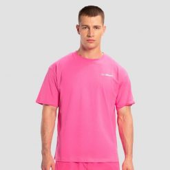 Koszulka męska fitness oversize Limitless. Czerwone koszulki sportowe męskie GYMBEAM, m, bez wzorów, z bawełny, bez kołnierzyka, bez ramiączek, na fitness i siłownię. Za 76.90 zł.