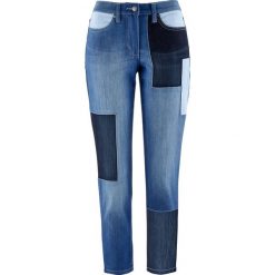 Dżinsy ze stretchem 7/8 patchworkowe bonprix niebieski "stone”. Jeansy damskie marki bonprix. Za 109.99 zł.
