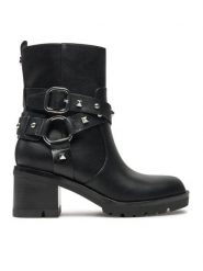 Guess Botki Jhina FLFJHI ELE10 Czarny. Czarne botki damskie Guess, ze skóry, bez obcasa, na słupku, bez zapięcia. Za 709.99 zł.