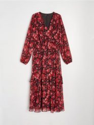 Szyfnowa sukienka maxi - wielobarwny. Sukienki damskie Sinsay, l, bez wzorów, bez kołnierzyka, bez ramiączek, maxi. Za 59.99 zł.