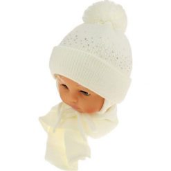 Czapka niemowlęca z szalikiem CZ+S 128C biała. Czapki dla dzieci marki Proman. Za 39.76 zł.