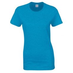 Koszulka Damska Heather Heavy. Niebieskie koszulki sportowe damskie Gildan, xl, bez wzorów, bez kołnierzyka, bez ramiączek, trekkingowe. Za 35.99 zł.