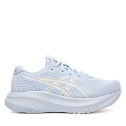 Buty do biegania Asics. Niebieskie obuwie sportowe damskie Asics, bez wzorów, do biegania. Za 339.99 zł.