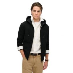 Bluza z kapturem i zamkiem błyskawicznym Superdry Logo Essential. Czarne bluzy męskie Superdry., m, bez wzorów, z kapturem. Za 353.95 zł.