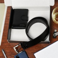 Zestaw męski skórzany premium Beltimore portfel pasek klasyczny U31 : Kolory - czarny, Rozmiar pasków - r.90-105 cm. Czarne paski damskie bez wzorów, klasyczne. Za 114.90 zł.