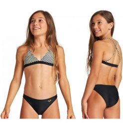 Strój kąpielowy dziewczęcy dwuczęściowy sportowy na basen Arena Meryl. Czarne stroje kąpielowe dla dziewczynek Arena, bez wzorów. Za 89.99 zł.