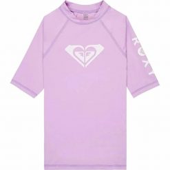 Koszulka dziewczęca z filtrem UV WHOLE HEARTED z krótkim rękawem. Fioletowe t-shirty i topy dla dziewczynek Roxy, bez wzorów, z materiału, bez ramiączek. Za 122.93 zł.