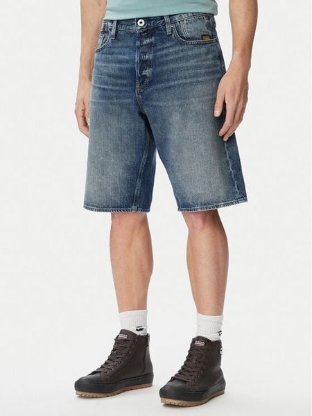 G-Star Raw Szorty jeansowe Deeggie D28474-E352 Niebieski Regular Fit. Niebieskie szorty męskie G-Star Raw, m, bez wzorów, z bawełny, retro. Za 349.99 zł.