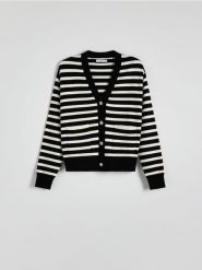 Kardigan z wiskozą - wielobarwny. Kardigany damskie Reserved, l, bez wzorów, z dzianiny. W wyprzedaży za 69.99 zł.