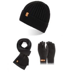 Zestaw zimowy Brødrene czapka szal rękawiczki 103138 czarny. Czarne rękawiczki męskie na zimę, bez wzorów, eleganckie. Za 123.99 zł.