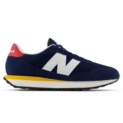 Buty męskie New Balance MS237VI – granatowe. Niebieskie buty sportowe męskie New Balance, z gumy, bez zapięcia. Za 199.99 zł.