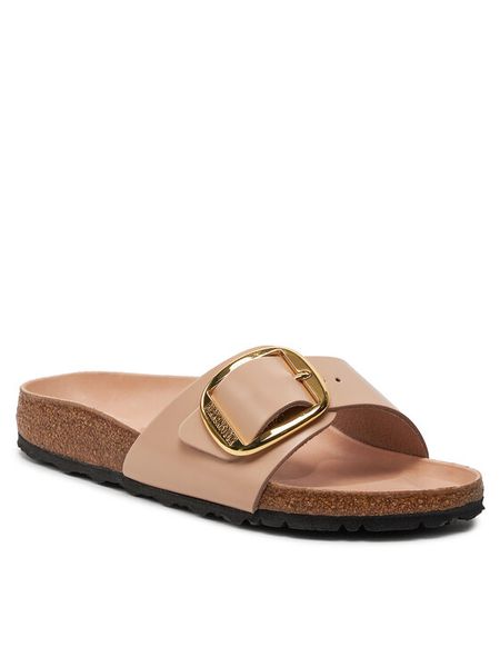 Birkenstock Klapki Madrid 1026496 Beżowy. Brązowe klapki damskie Birkenstock, bez wzorów, ze skóry, bez obcasa. Za 629.99 zł.