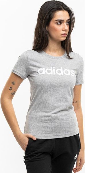 Adidas Koszulka damska adidas Loungwear Essentials Slim Logo szara HL2053 S. Szare t-shirty damskie Adidas, s, bez wzorów, bez kołnierzyka. Za 96.55 zł.
