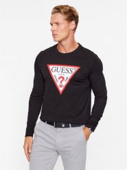 Guess Longsleeve M2YI31 I3Z14 Czarny Regular Fit. Czarne bluzki z długim rękawem męskie Guess, l, z aplikacjami, z bawełny, bez kołnierzyka. Za 129.99 zł.