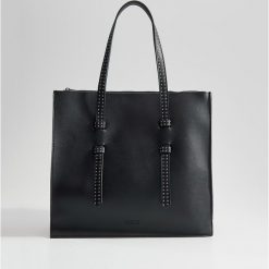 Torebka shopper z ozdobnymi uchwytami - Czarny. Torebki shopper damskie marki Mohito. Za 129.99 zł.