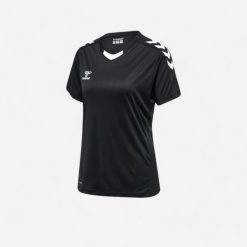 Koszulka do piłki ręcznej damska Hummel Core XK. Czarne koszulki sportowe damskie Hummel, l, bez wzorów, z materiału, bez kołnierzyka, bez ramiączek, do piłki ręcznej. Za 109.99 zł.