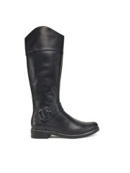 Caprice Oficerki 9-25517-45 Czarny. Czarne kozaki damskie Caprice, ze skóry, bez obcasa, na płaskiej podeszwie. Za 739.99 zł.