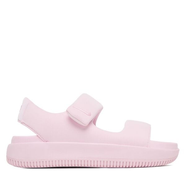 Sandały Nike. Czerwone sandały damskie Nike, bez wzorów, bez obcasa, bez zapięcia. Za 299.99 zł.