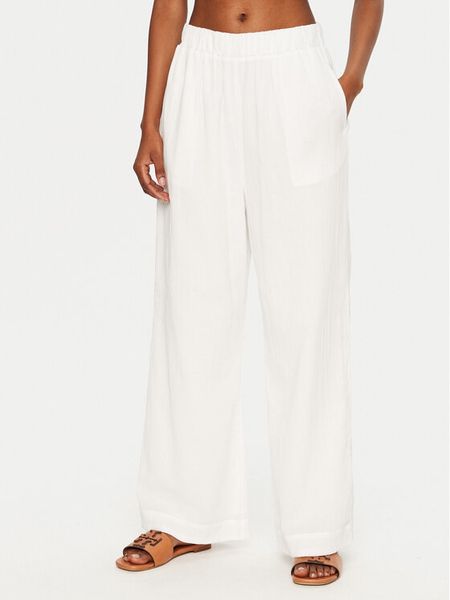 Seafolly Spodnie materiałowe Crinkle 55430-PA Biały Regular Fit. Białe spodnie materiałowe damskie Seafolly, xl, bez wzorów, z bawełny. Za 369.99 zł.