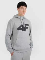 4F Bluza dresowa nierozpinana z kapturem męska - szara S. Szare bluzy męskie 4f, m, bez wzorów, z bawełny, z kapturem. Za 159.99 zł.