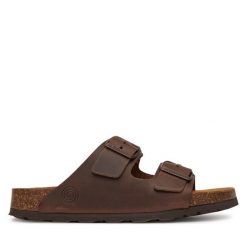 Klapki Dr. Brinkmann. Brązowe klapki damskie Dr. Brinkmann, bez wzorów, bez obcasa. Za 229.99 zł.