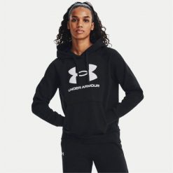 Bluza z kapturem damska Under Armour Rival Fleece Big Logo Hoody. Czarne bluzy sportowe damskie Under Armour, xl, bez wzorów, z kapturem, na fitness i siłownię. Za 189.99 zł.