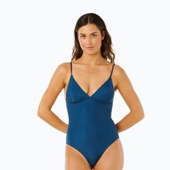 Strój kąpielowy jednoczęściowy damski Rip Curl Luxe Surf Good. Niebieskie kostiumy jednoczęściowe damskie Rip Curl, l, bez wzorów, z elastanu, sportowe, do pływania. Za 279.99 zł.