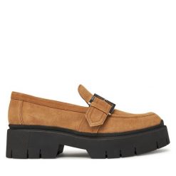 Loafersy HUGO. Brązowe mokasyny damskie Hugo. Za 459.99 zł.