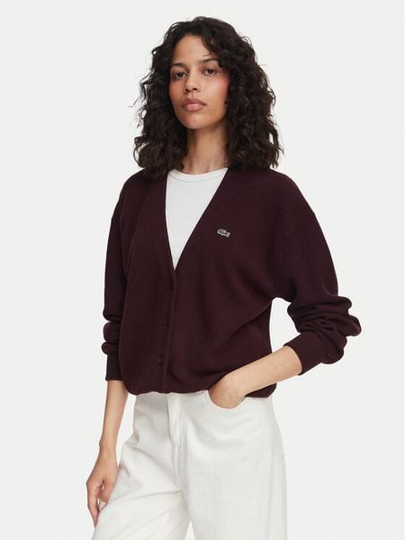 Lacoste Kardigan AF4143 Brązowy Regular Fit. Brązowe kardigany damskie Lacoste, bez wzorów, z bawełny. Za 729.99 zł.